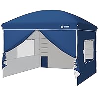 OUTFINE Canopy Tent,Deluxe Dome Gazebo,Outdoor 10x10 Pop Up Canopy with Screen Window Wheeled Bag,Sidewalls with 6 Storge Pockets,Canopy Sandbags x4,Tent Stakesx8 (Blue)