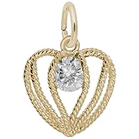 Held In Love Heart - Simulated April Charm (Choose Metal) by Rembrandt