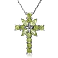 Silvershake White Gold Plated 925 Sterling Silver Cross Pendant with 18 Inch Chain Necklace