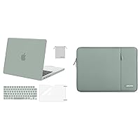 MOSISO Compatible with MacBook Pro 14 inch Case 2024-2021 M3 A2918 A2992 M2 A2779 M1 A2442, Plastic Hard Case&Polyester Vertical Sleeve Bag&Keyboard Cover&Screen Protector&Storage Bag,Antique Green