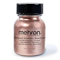 Mehron Makeup Metallic Powder | Metallic Chrome Powder Pigment for Face & Body Paint, Eyeshadow, and Eyeliner .75 oz (21 g) (Rose Gold)