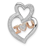 925 Sterling Silver Polished Diamonds Rose Gold Plated I Love Heart U Pendant Necklace Measures 20x15mm Wide Jewelry for Women