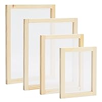 Bright Creations 4-Piece Set Wood Silk Screen Printing Frame Kit for Beginners and Kids, 110 White Mesh, 6x8