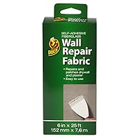 Duck Brand Self-Adhesive Drywall Repair Fabric, 6-Inch by 25 Feet, Single Roll, White (282084)