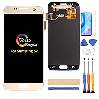 Screen Replacement for Samsung Galaxy S7 G930 (Not for S7 Edge) 5.1inch Touch Digitizer LCD Display Assembly Repair Kits,with Screen Protector+Tools (Gold OLED)