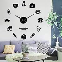 Proud to Be A Nurse Doctor & Nurse Kit DIY Large Wall Clock Medical Office Hospital Wall Art Decor Long Hands Clock Wall Watch(Black)