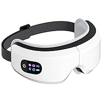 Eye Massager with Airbag Kneading,Constant Temperature Hot Compress, Multi-Frequency Vibration and Bluetooth Music (Large, White)