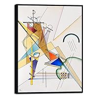 Wieco Art Large Framed Canvas Wall Art Gewebe 1923 by Wassily Kandinsky Classic Abstract Famous Paintings Reproductions for Home Decoration Office decorationsand