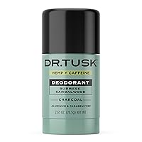 DR.TUSK Mens Deodorant | Natural Aluminum Free Antiperspirant for Men | Hempseed Oil, Caffeine & Charcoal | Burmese Sandalwood | Non-toxic | 2.65oz