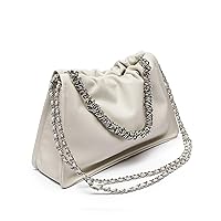 Leather Women's Bag 2023 Soft Hand-held Chain Fold Niche Armpit Bag Messenger Bag One-shoulder Cloud Bag