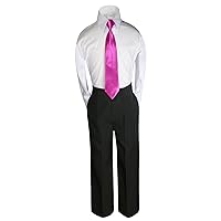 3pc Formal Baby Toddler Teen Boy Fuchsia Pink Necktie Black Pants S-14 (5)