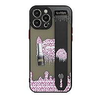 Compatible with iPhone 13 Pro Case with Strap,Pink Leopard Cheetah Lip Glitter Lipstick Design for iPhone Case Girls Women,Soft TPU and Hard PC Back Anti-Drop Case for iPhone