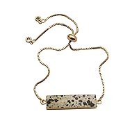 Dalmatian Jasper Gemstone Slide Bracelet | Handmade Bar Shape Wholesale Bracelet | Adjustable Gold Electroplated Bracelets | Gift For Her Jewelry | 1957 13
