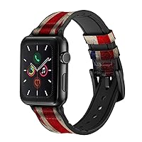 CA0489 Vintage British Flag Leather & Silicone Smart Watch Band Strap for Apple Watch iWatch Size 42mm/44mm/45mm