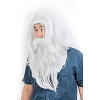 Wigs City Costume Santa Beard Christmas Wig Set Deluxe Long White Santa Wig and Beard,for Adults and Kids Hollywood Cosplay