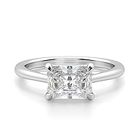 3 CT Radiant Moissanite Engagement Ring Wedding 925 Sterling Silver,10K/14K/18K Solid Gold Wedding Set Solitaire Accent Halo Style, Silver Anniversary Promise Ring Gift for Her