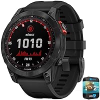 Garmin 010-02540-10 Fenix 7 Solar Smartwatch Slate Gray with Black Band Bundle with 2 YR CPS Enhanced Protection Pack