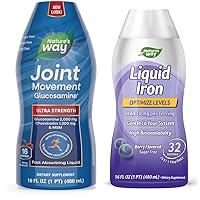 Nature's Way Joint Movement Glucosamine Fast Absorbing Liquid, Ultra Strength, Supports Healthy Bone & Liquid Iron, Provides Daily Value of Iron, Sugar Free, Berry Flavored, 16 Fl. Oz.