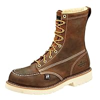 Thorogood American Heritage 8” Steel Toe Work Boots for Men - Full-Grain Leather with Moc Toe, Slip-Resistant Heel Outsole, and Comfort Insole; EH Rated