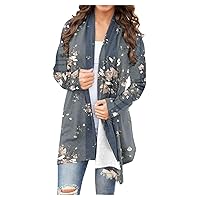 Sweater Vest 2023 2024 Lightweight Fall Cardigan Womans FLoral Tie Dye Coats Outwear Long Sleeve Opent Front Jacket Clothes Fall Spring U2-Dark Gray Large
