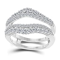 14K Gold Plated in 925 Sterling Silver Cubic Zirconia Double Wedding Ring Guard Enhancer