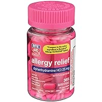 Rite Aid Antihistamine Allergy Relief with Diphenhydramine | Allergy Medicine | Easy-to-Swallow Small Tablet Size Allergy Relief | Common Cold & Respiratory Allergy Medication (365 Count)