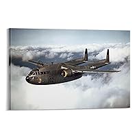 C-119 Flying Boxcar Air Force Fighter Military Transport Aircraft, Boy Birthday Gift Art Poster Wall Art Paintings Canvas Wall Decor Home Decor Living Room Decor Aesthetic 16x24inch(40x60cm) Frame-s