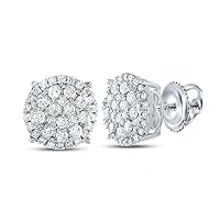 The Diamond Deal 10kt White Gold Womens Round Diamond Dangle Earrings 1 Cttw