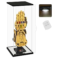 NONEMEY Clear Acrylic Display Case with Remote Control Light for Lego 76191 76223，Dustproof Model Showcase Organizer Box, Display Case for Collectibles (5.9x7x14.5inch,15x18x37cm)