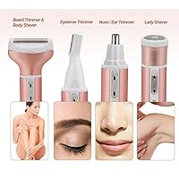 Rose Gold 4 in 1 USB Women Electric Hair Removal Epilator Body Facial Hair Removal Shaver by 24/7 Store