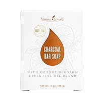 Young Living Charcoal Bar Soap - 3 oz - Ideal for Acne-Prone and Oily Skin, Promotes Clear Complexion - Natural Moisturizing Cleanser with Orange Blossom Essential Oil for Face and Body