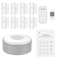 tolviviov Alarm System for Home Security, Wireless Home Alarm System DIY12 Pieces-Kit, App Alerts, No Monthly Fee, Alarm Siren, Door Window Sensor, Remote, Work with Alexa, for House Apartment