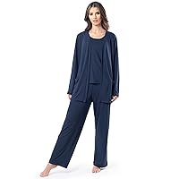 Fruit of the Loom Women's Breathable Tank Top, Pant, and Cardigan Sleep Set