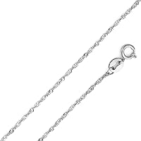 14k Yellow OR White Gold Solid 0.9mm Singapore Chain Necklace with Spring Ring Clasp