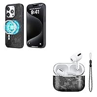 MONOCARBON Real Forged Carbon Fiber Case for iPhone 15 Pro Max + Case for AirPods Pro 2nd Generation