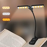 Book Light for Reading at Night in Bed, 14 LED Rechargeable Clip on Bookmark Lamp Eye Caring 3 Color Temp & Stepless Dimming Brightness - Gift for Book Lovers, Kids, Studying (Black)