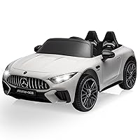 Ride on Car for Kids 12V Licensed Mercedes Benz SL63 Electric Vehicles Battery Powered Sports Car with Remote Control, 2 Speeds, Sound System, LED Lights, MP3, Music, USB and Bluetooth, White