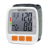 SCIAN Wrist Blood Pressure Cuff, Blood Pressure Wrist Cuff with Adjustable Wrist Cuff & Large LCD Display 2 Users 180 Memory for Doctor & Home Use