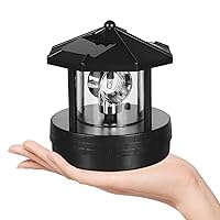 1PC Solar Lighthouse 360° Rotating Solar Powered Lighthouse Garden Solar Powered Lighthouse LED Lighthouse 4.13 Inch Waterproof Smoke Tower Garden Solar Light for Lawn Patio Pond Ornament Black