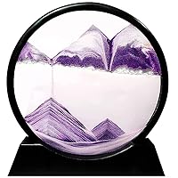 Muyan Moving Sand Art Picture Sandscapes in Motion Round Glass 3D Deep Sea Sand Art for Adult Kid Large Desktop Art Toys (Purple, 12 Inch)