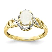 10k Yellow Gold Polished Open back Simulated Opal Diamond Ring Size 7.00 Jewelry for Women