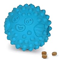 Tough & Tumble Treat Dispenser Large Pufferfish - Interactive Dog Puzzle Toy for All Breeds, Rubber Dog Toys for Aggressive Play