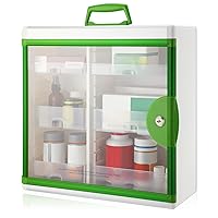 Medicine Cabinet with Lock Wall Mounted and Portable Storage Container Locking Medicine Cabinet First Aid Cabinet Hanging Medical Cabinet for Home Locker Room (15.63 x 15.43 x 6.5 Inch)