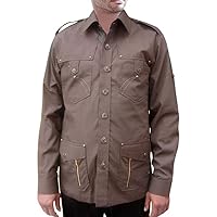 Crocodile Hunter Costume Safari Brown Cotton 4 Pocket Bush Shirts HS104