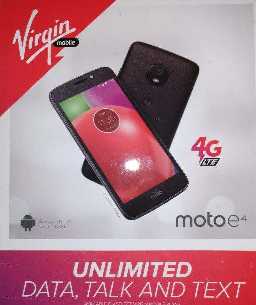 Virgin Mobile Motorola Moto E4 4G LTE 16GB ROM Prepaid Smartphone, Black