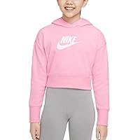 Nike Girls Hoodie, Sportswear Club Big Kids' (Girls') French Terry Cropped Hoodie - Pink (as1, alpha, s, regular)