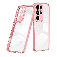 Clear Case for Samsung Galaxy S24ultra/S24plus/S24 Camera Hole Protective Slim Thin Drop Protection Cover Shell with Transparent Back (S24 Ultra,Pink)