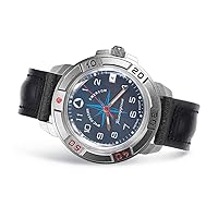 Vostok | Komandirskie 436942 EMERCOM Commander Russian Military Mechanical Wrist Watch | WR 20 m | Fashion | Business | Casual Men’s Watches | Leather Band B