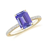 Natural Tanzanite Emerald Cut Ring for Women Girls in Sterling Silver / 14K Solid Gold/Platinum
