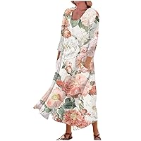 Women's Dress Spring/Summer Bohemian Casual Fashion 3/4 Sleeve Dress Holiday Large